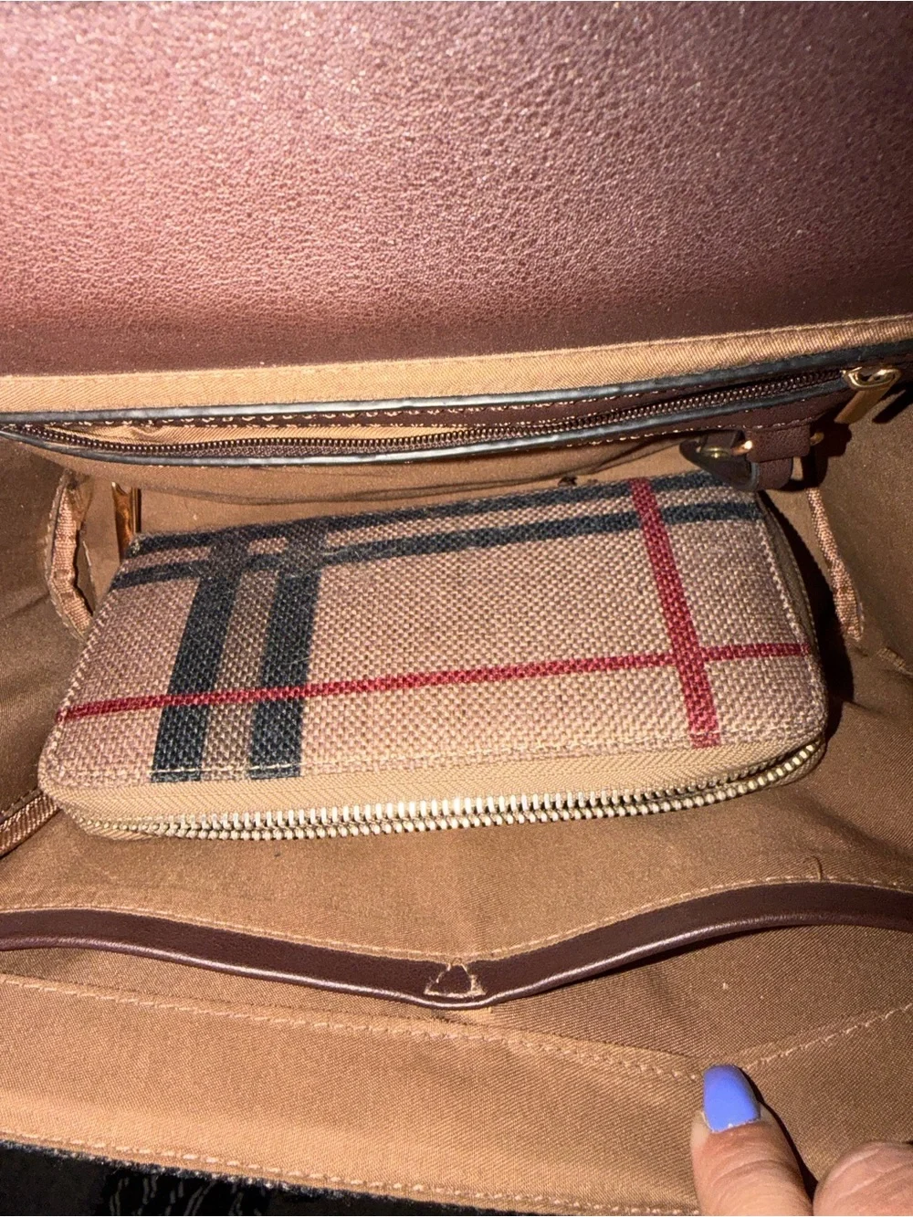 Classic Plaid Top-Handle Women’s Bag in Beige and Red